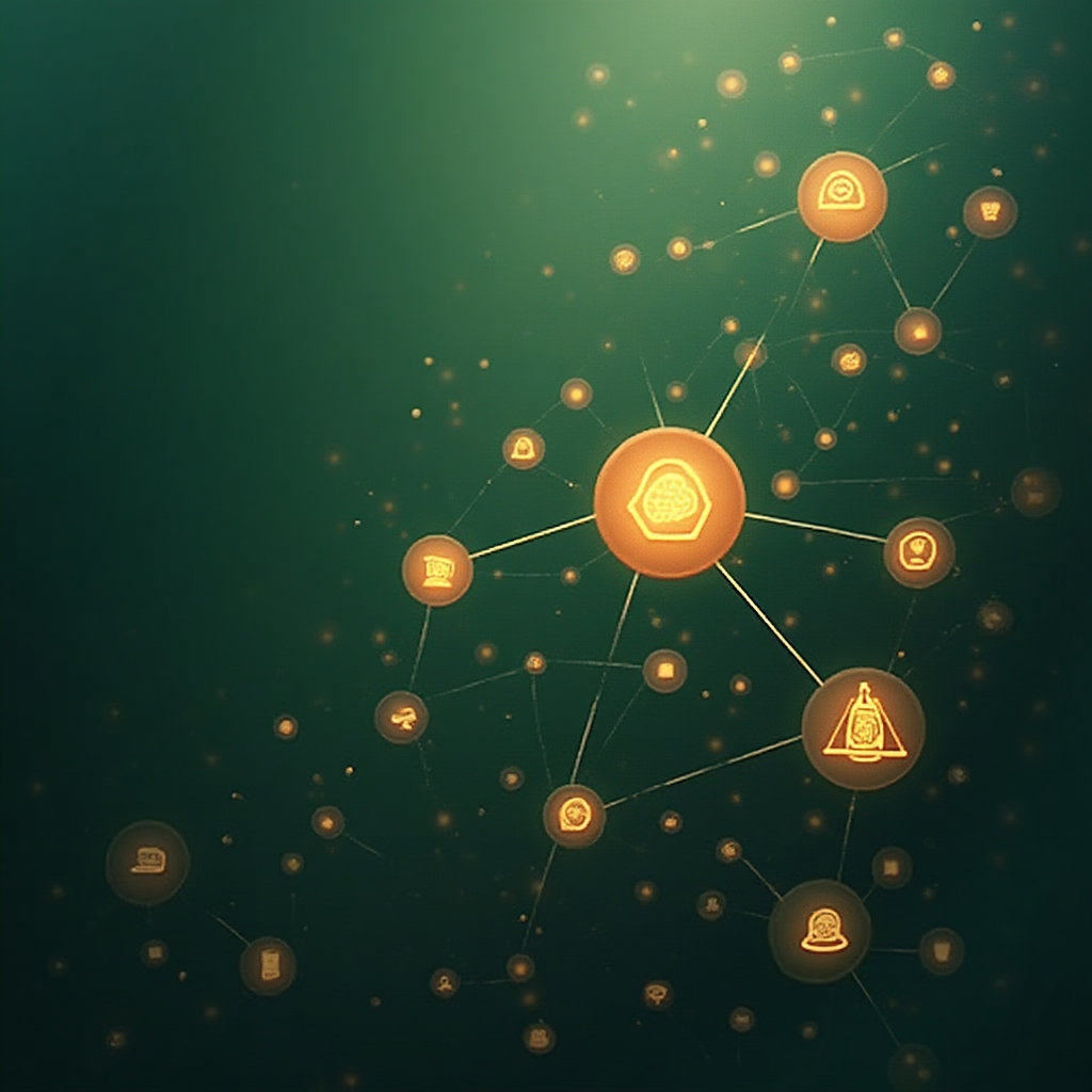 Abstract visual representation of behavioural economics concepts with interconnected nodes and data flows