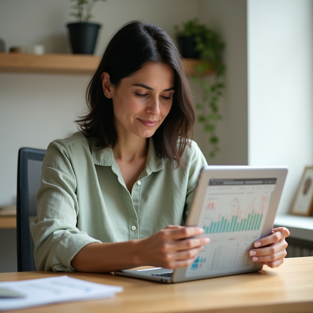 Person reviewing a personalised financial behaviour report on a tablet